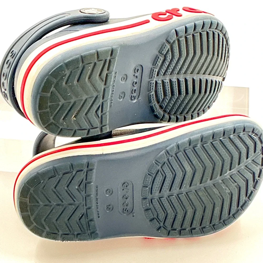 Crocs Size 10 Clog Navy Blue Red White Bayaband Kids